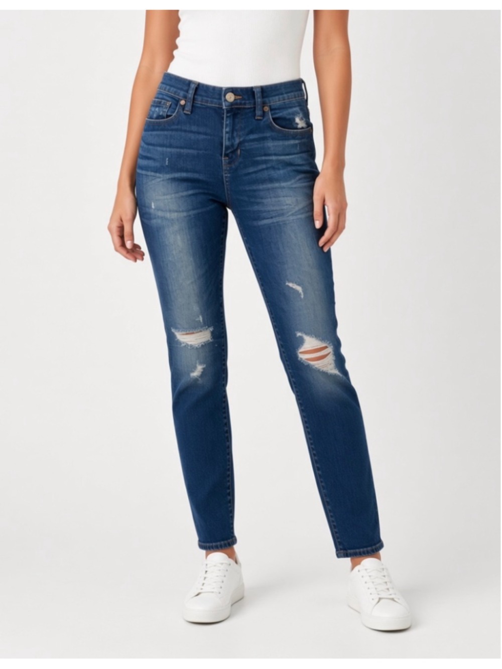 Madewell Skinny Skinny Distressed Blue Denim Jeans Stretch Ankle Pants Size 30